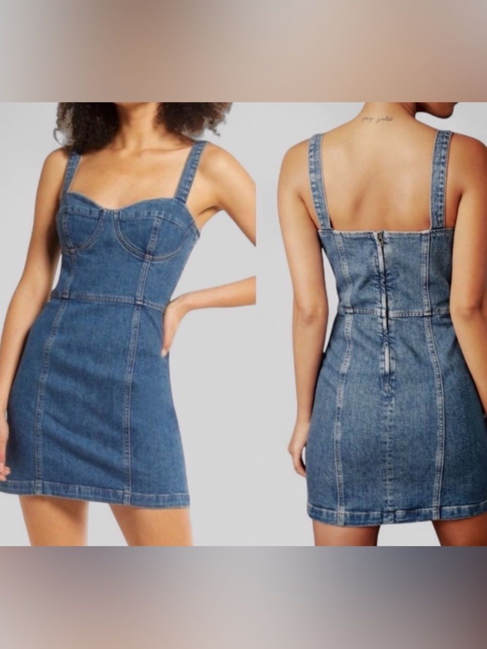 Reformation Nikki Bustier Denim Mini Dress Blue Jean Sundress Country Summer 2